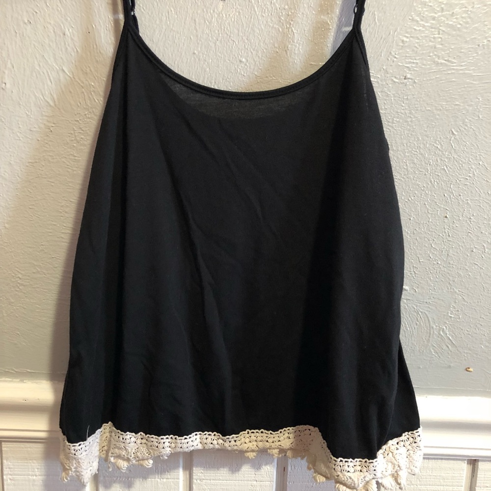 Black top with crochet lining